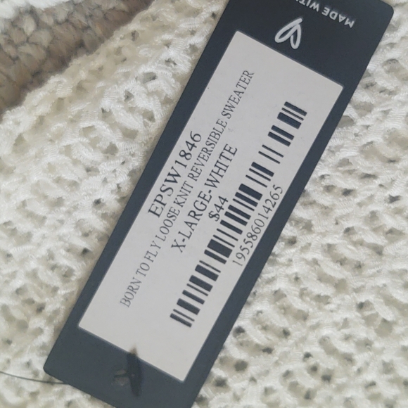 Lulu's White Born To Fly Knit Sweater Size XL - Picture 7 of 9